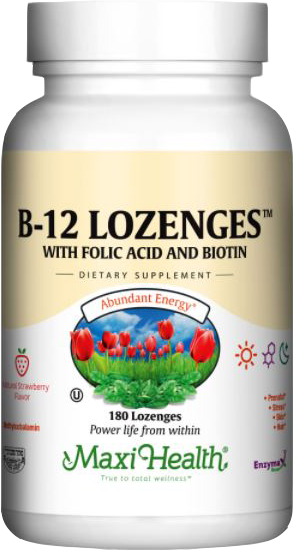 Maxi Health B12 Lozenges with Folic Acid and Biotin - 180 Chewables