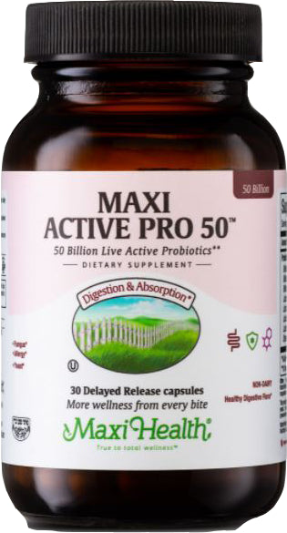 Maxi Health Active Pro-50 Ultra Protection 50 Billion Live Probiotics Delayed Release - 30 Maxicaps